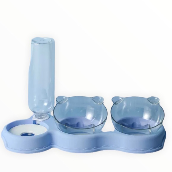 Dog cat pet food water bowl 3 in 1 set feeder automatic water bottle Bear - Picture 12 of 13